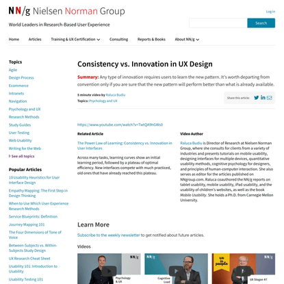 Consistency vs. Innovation in UX Design (Video)