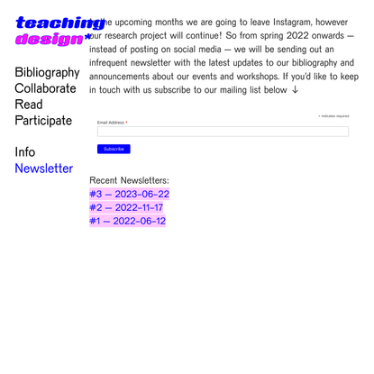 Newsletter — Teaching Design