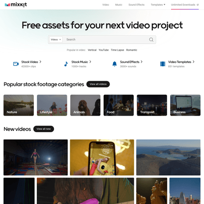 Mixkit - Awesome free assets for your next video project