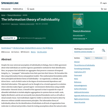 The information theory of individuality | SpringerLink
