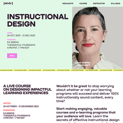 INSTRUCTIONAL DESIGN | A live online course with a Learning Evangelist at Microsoft | ELVTR