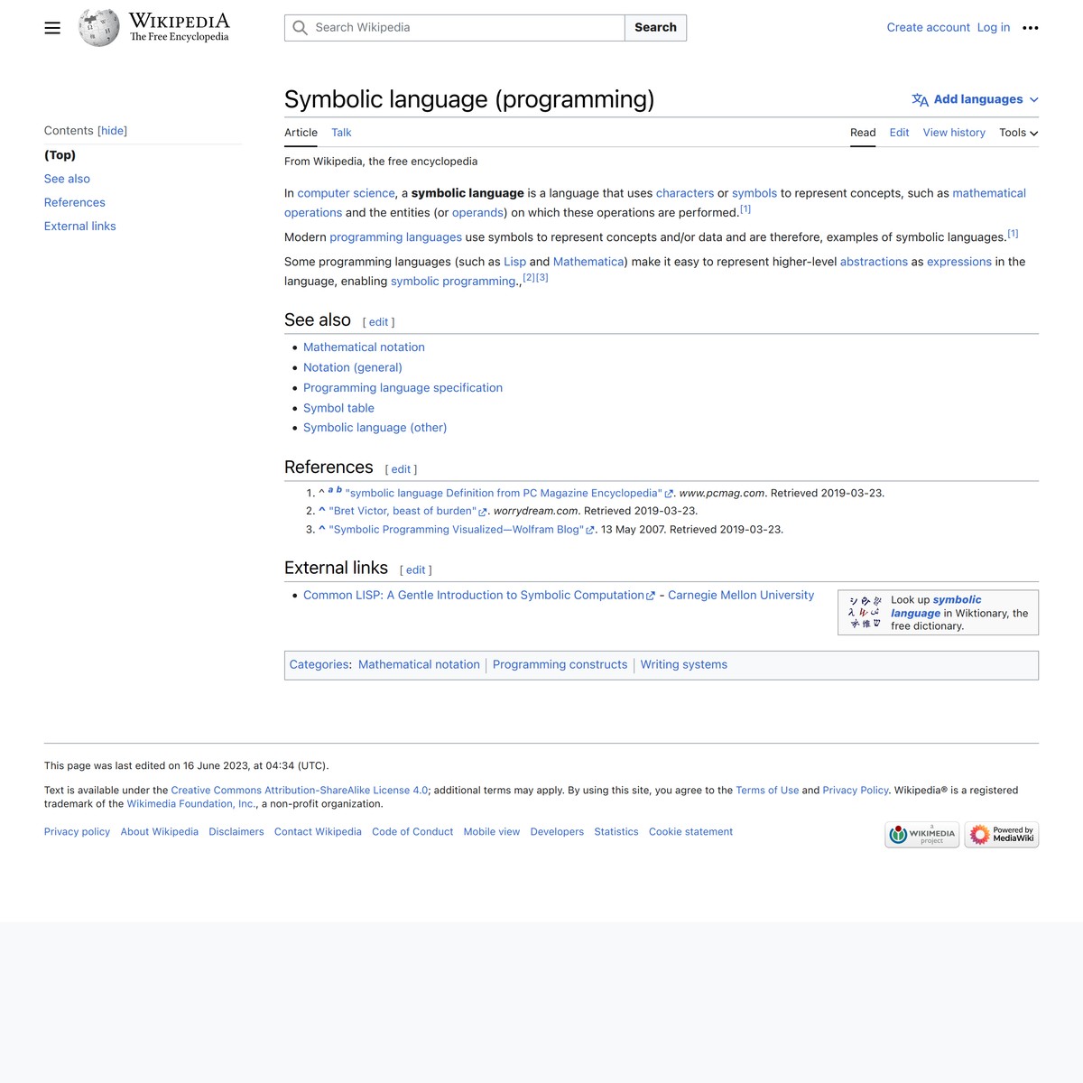 Symbolic language (programming) - Wikipedia — Are.na