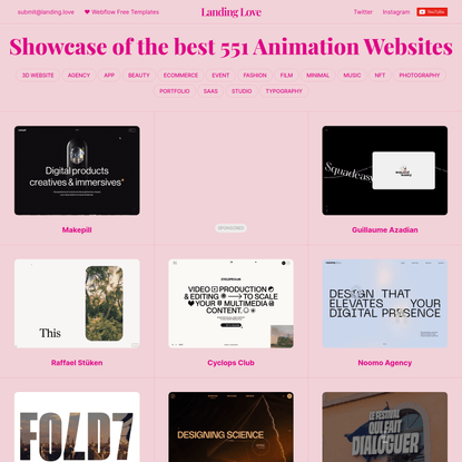 Showcase of the best Animation Websites - landing.love
