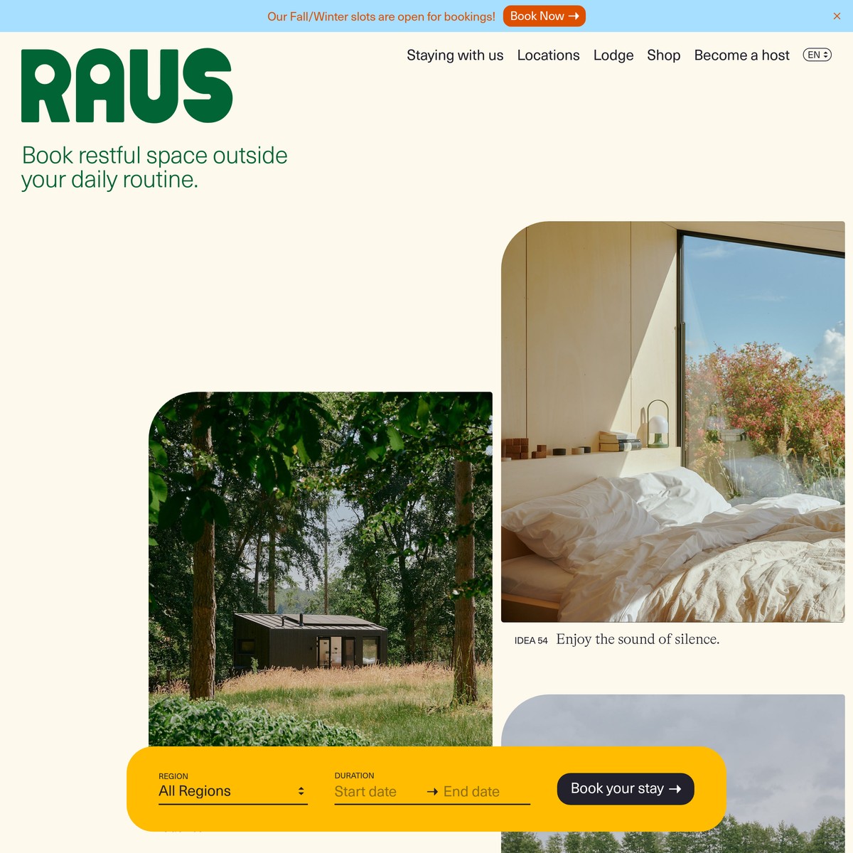 Raus | Smart, sustainable cabins close to your home — Are.na