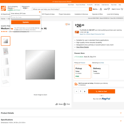 SHAPE PRODUCTS Medium Rectangle Mirror (36 in. H x 30 in. W) 33036CLM - The Home Depot