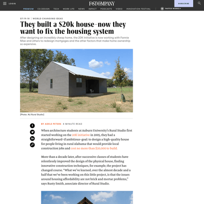 They built a $20k house–now they want to fix the housing system