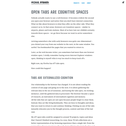 Open tabs are cognitive spaces · Michail Rybakov