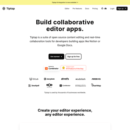 Dev toolkit for building collaborative editors – Tiptap