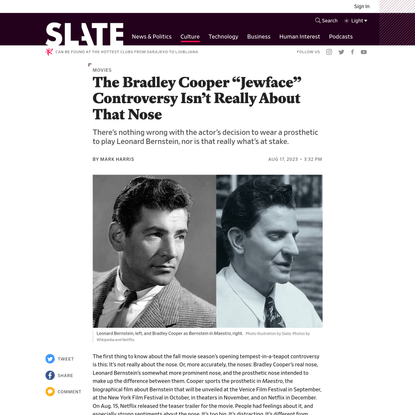 The Bradley Cooper “Jewface” controversy is about more than Leonard Bernstein’s nose.