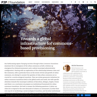 Towards a global infrastructure for commons-based provisioning | P2P Foundation