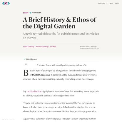 A Brief History &amp; Ethos of the Digital Garden