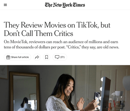 They Review Movies on TikTok, but Don’t Call Them Critics