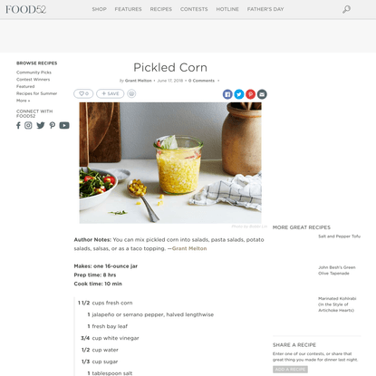 Pickled Corn Recipe on Food52
