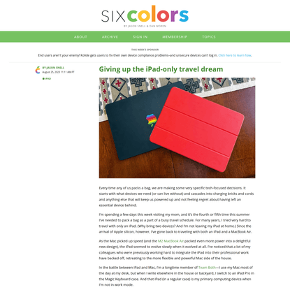 Giving up the iPad-only travel dream