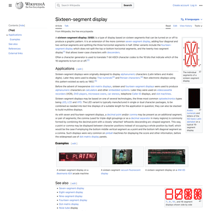 Sixteen-segment display - Wikipedia