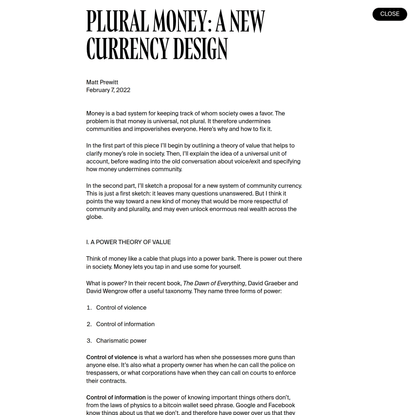 Plural Money: A New Currency Design