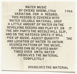 George Maciunas, Mieko Shiomi. Mechanical for Water Music. 1966 | MoMA