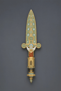 Gold and enamel paper knife, Italian, c. 1863.