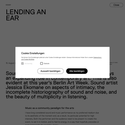 Lending An Ear   | Berlin Art Week