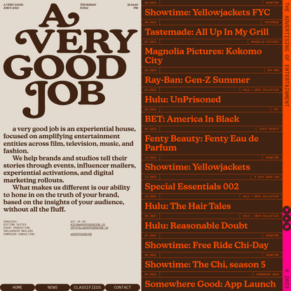 A VERY GOOD JOB - The Advertising of Entertainment