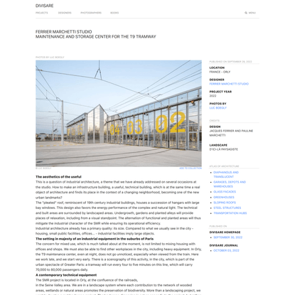 Ferrier Marchetti Studio, Luc Boegly · Maintenance and storage center for the T9 tramway