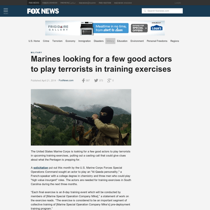 Marines looking for a few good actors to play terrorists in training exercises