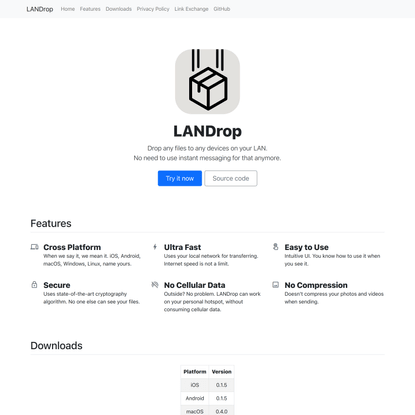 LANDrop - Drop any files to any devices on your LAN