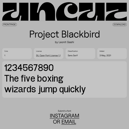 Project Blackbird – UNCUT.wtf, free typeface catalogue