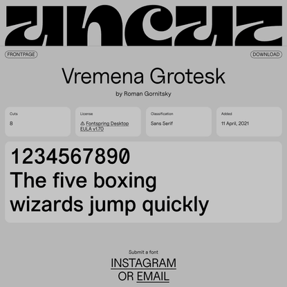Vremena Grotesk – UNCUT.wtf, free typeface catalogue