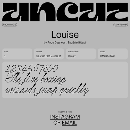 Louise – UNCUT.wtf, free typeface catalogue