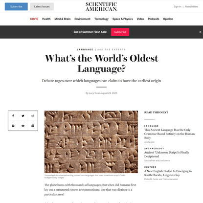 What&amp;rsquo;s the World&amp;rsquo;s Oldest Language?