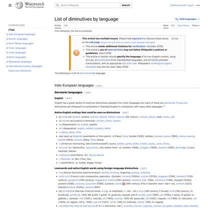 List of diminutives by language - Wikipedia
