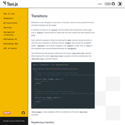 Taxi.js - Transitions