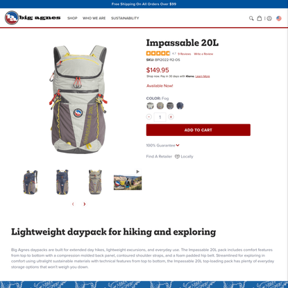 Impassable 20L Daypack | Big Agnes