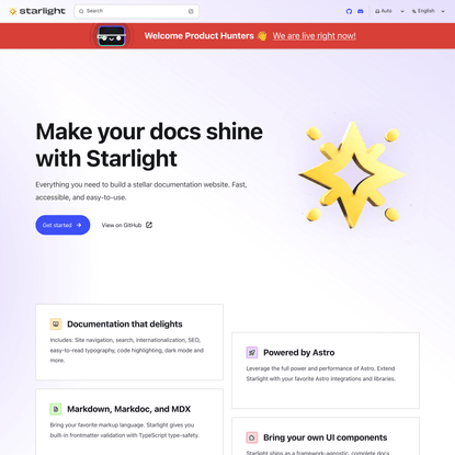 Starlight 🌟 Build documentation sites with Astro