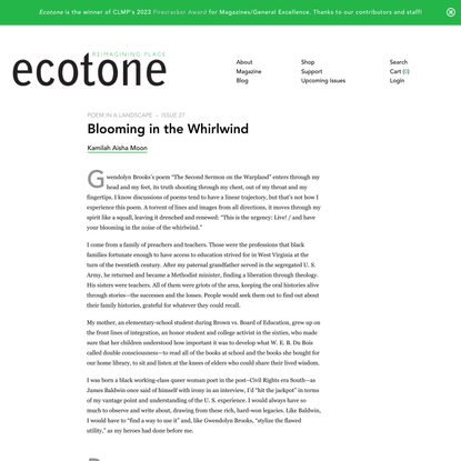 Blooming in the Whirlwind – Ecotone