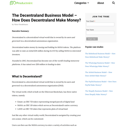 The Decentraland Business Model – How Does Decentraland Make Money?