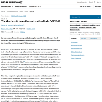 The kinetics of chemokine autoantibodies in COVID-19 - Nature Immunology