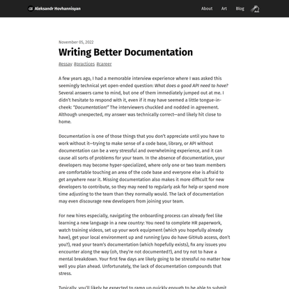 Writing Better Documentation | Aleksandr Hovhannisyan