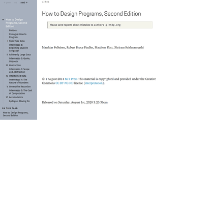 How to Design Programs, Second Edition