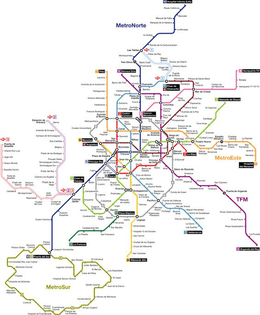 Mappa di Metropolitana di Madrid