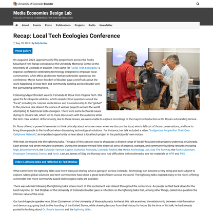 Recap: Local Tech Ecologies Conference | Media Economies Design Lab | University of Colorado Boulder