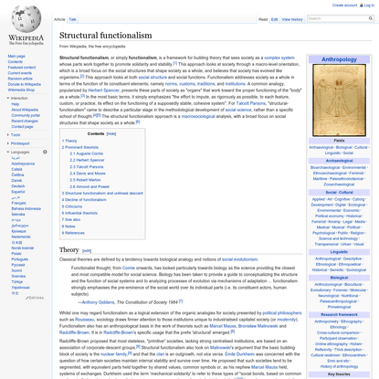 Structural functionalism - Wikipedia, the free encyclopedia
