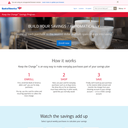 Keep the Change Savings Program from Bank of America #simple #honest #reliable