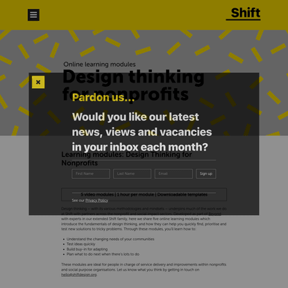Learning modules: Design Thinking for Nonprofits - Shift