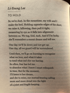Li-Young Lee, "To Hold"