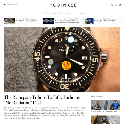The Blancpain Tribute To Fifty Fathoms "No Radiation" Dial - Hodinkee