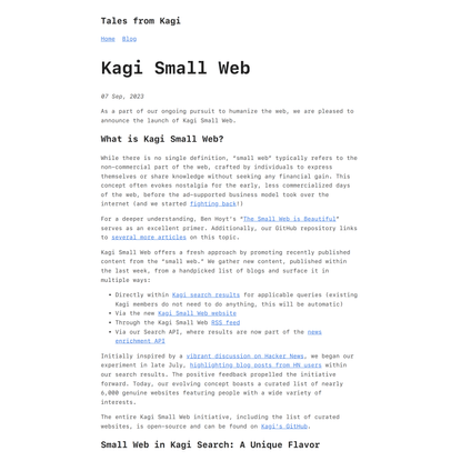 Kagi Small Web | Kagi Blog