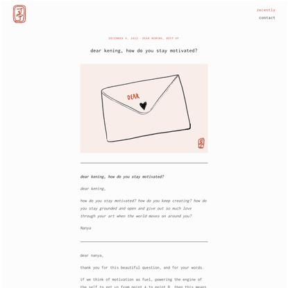 dear kening, how do you stay motivated?  — kening zhu