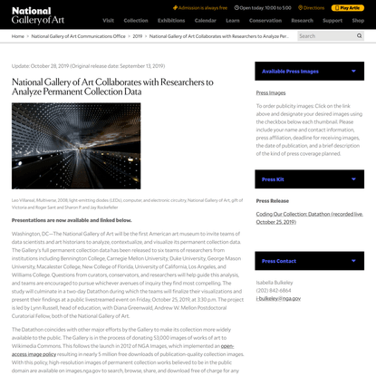 National Gallery of Art Collaborates with Researchers to Analyze Permanent Collection Data